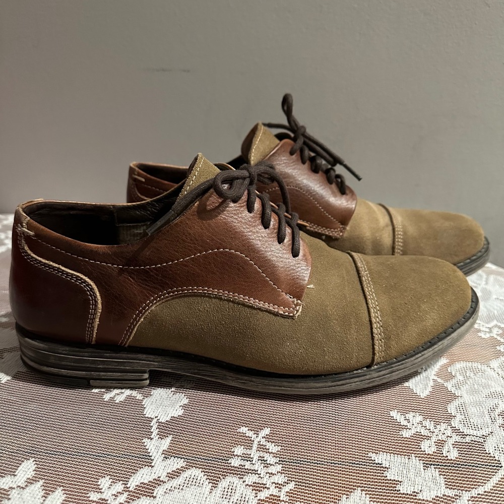 Bed Stu Mens Leather Suede Cap Toe Oxford Dress Shoes Size 10.5 Tan Brown
